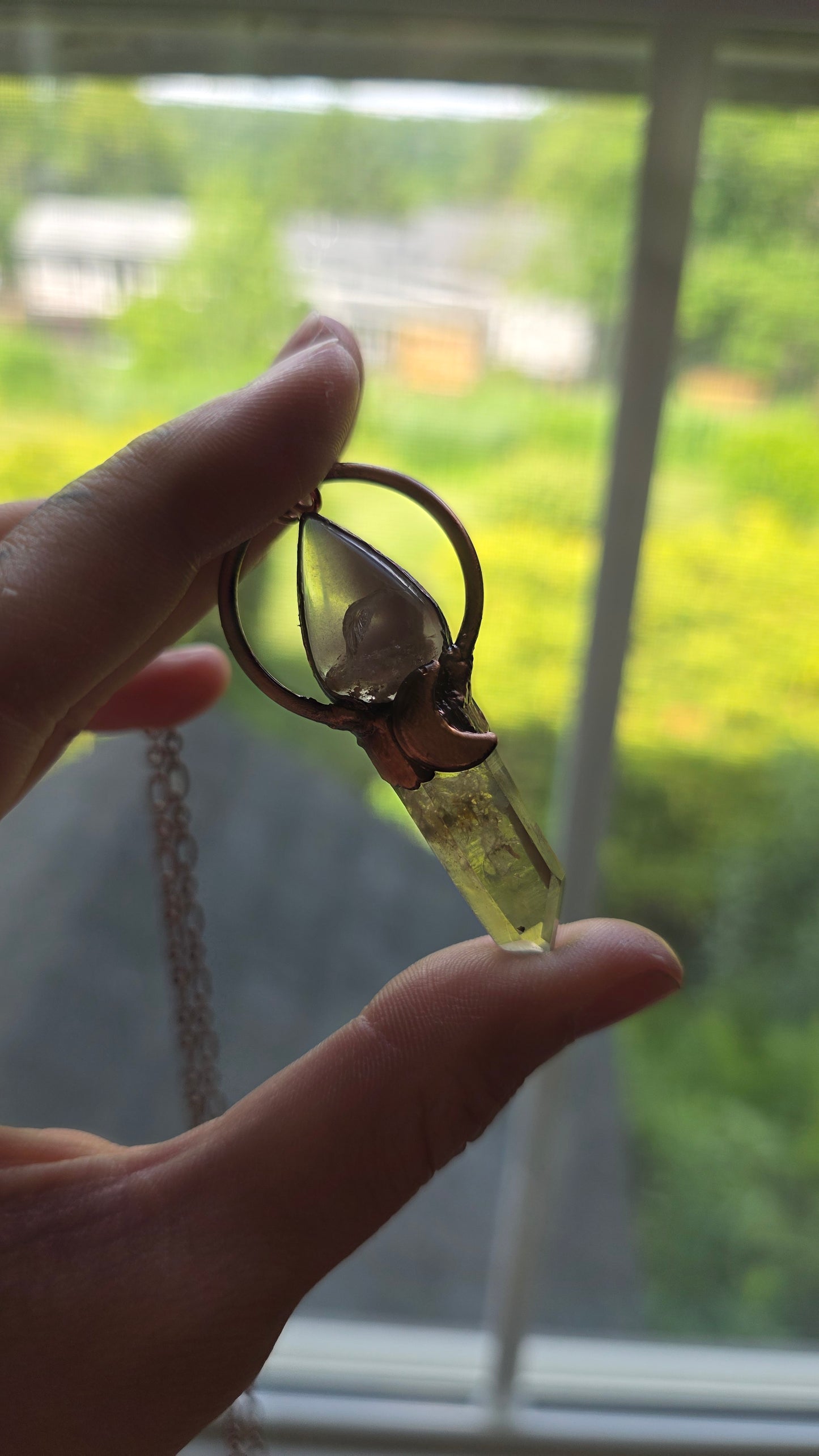 The High Priestess: Smokey Citrine with Lithium Quartz Copper Necklace