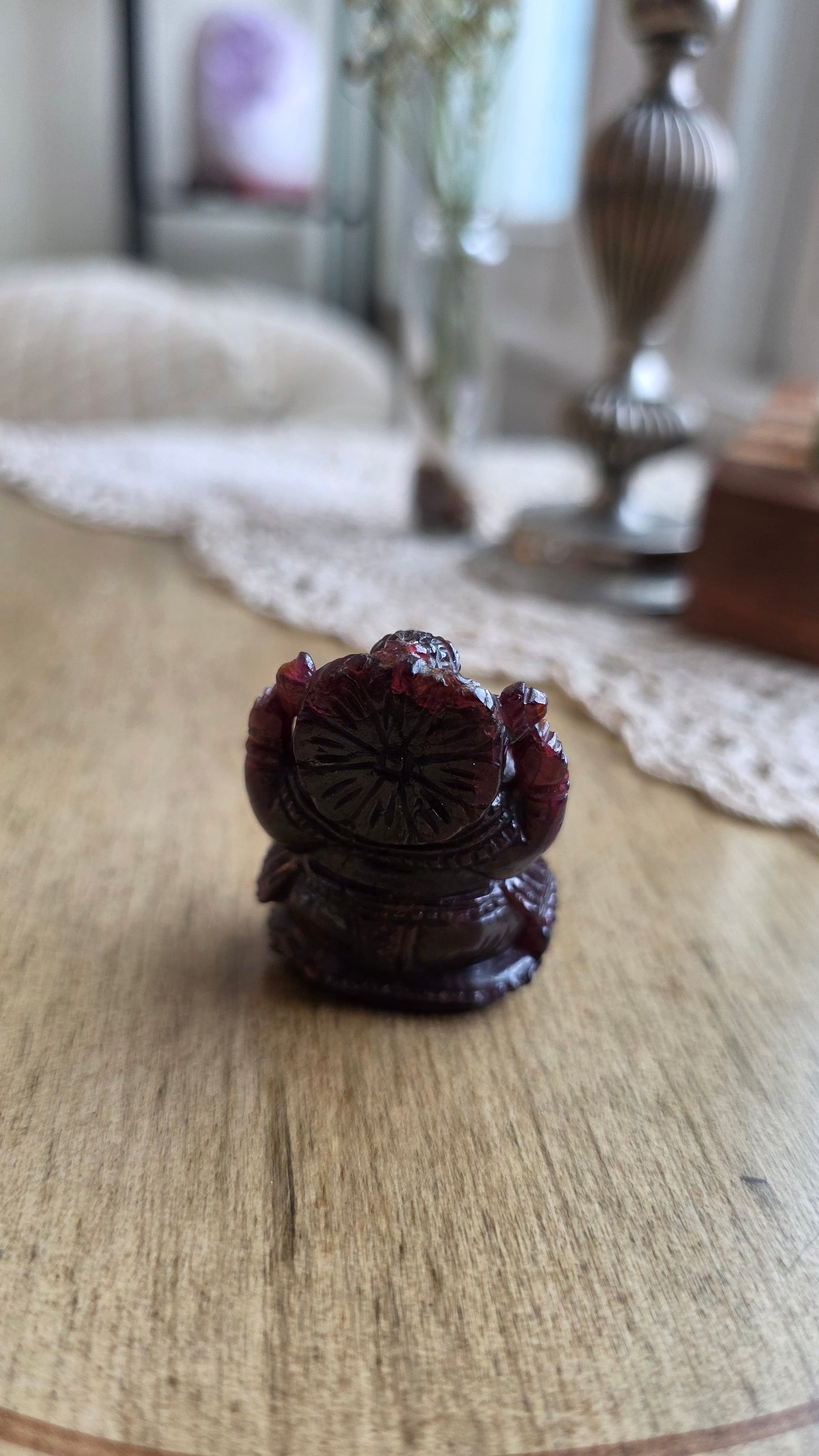 Hand Carved Garnet Ganesh