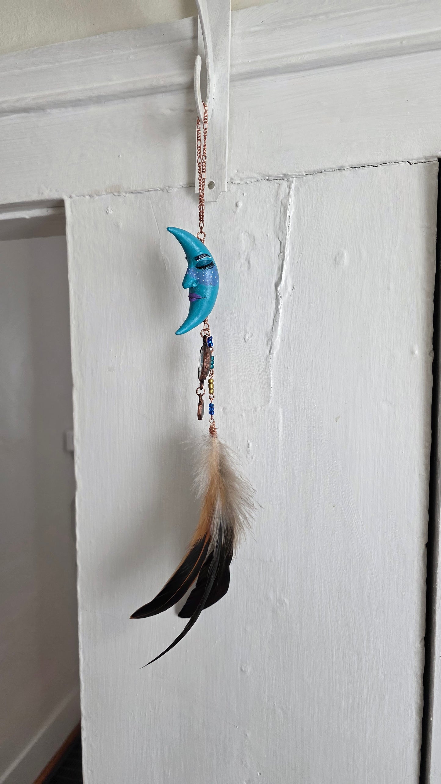 Moon Guardian Hand Sculpted Hanging Decor