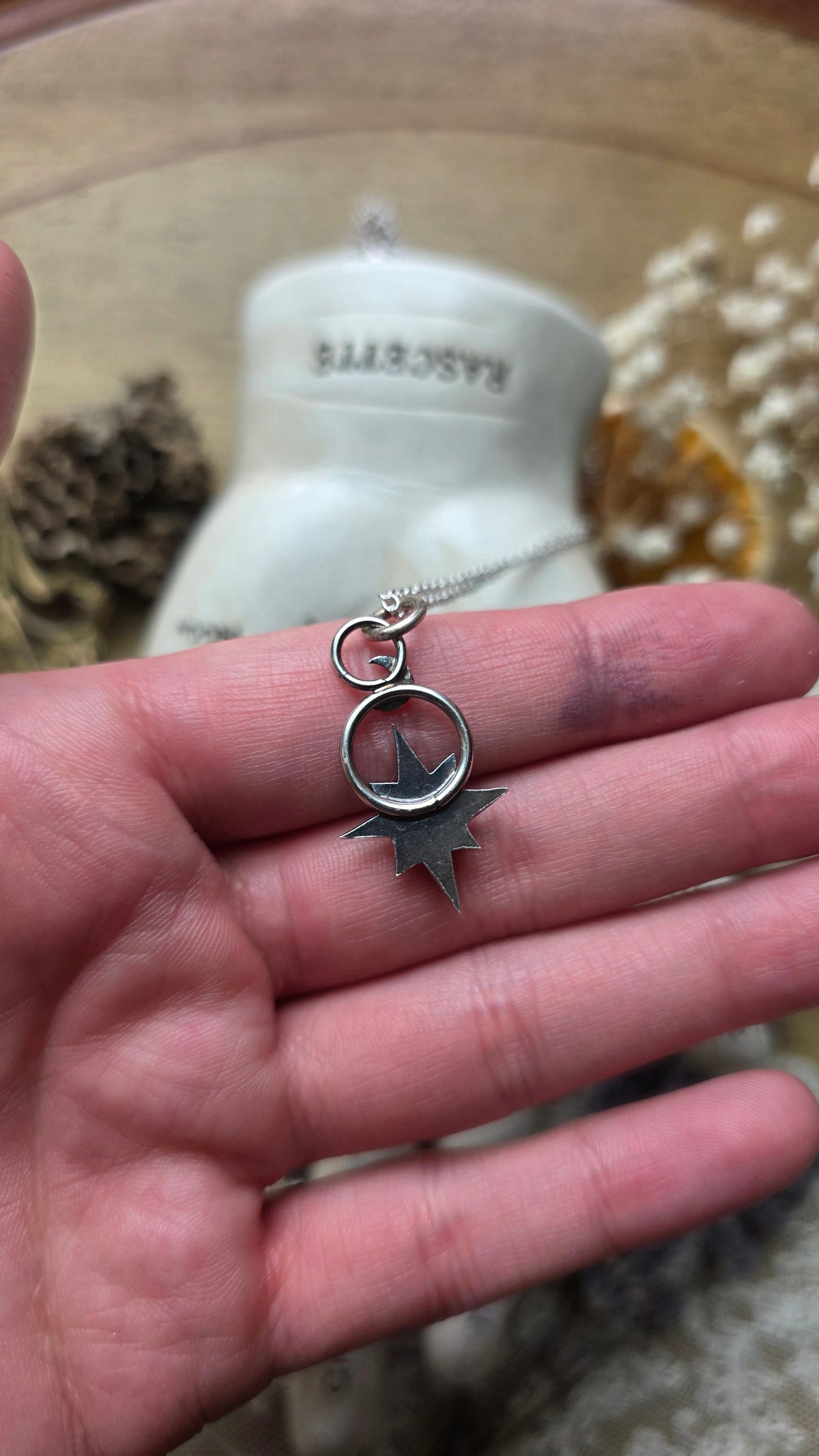 Sterling Silver Garnet Star Necklace
