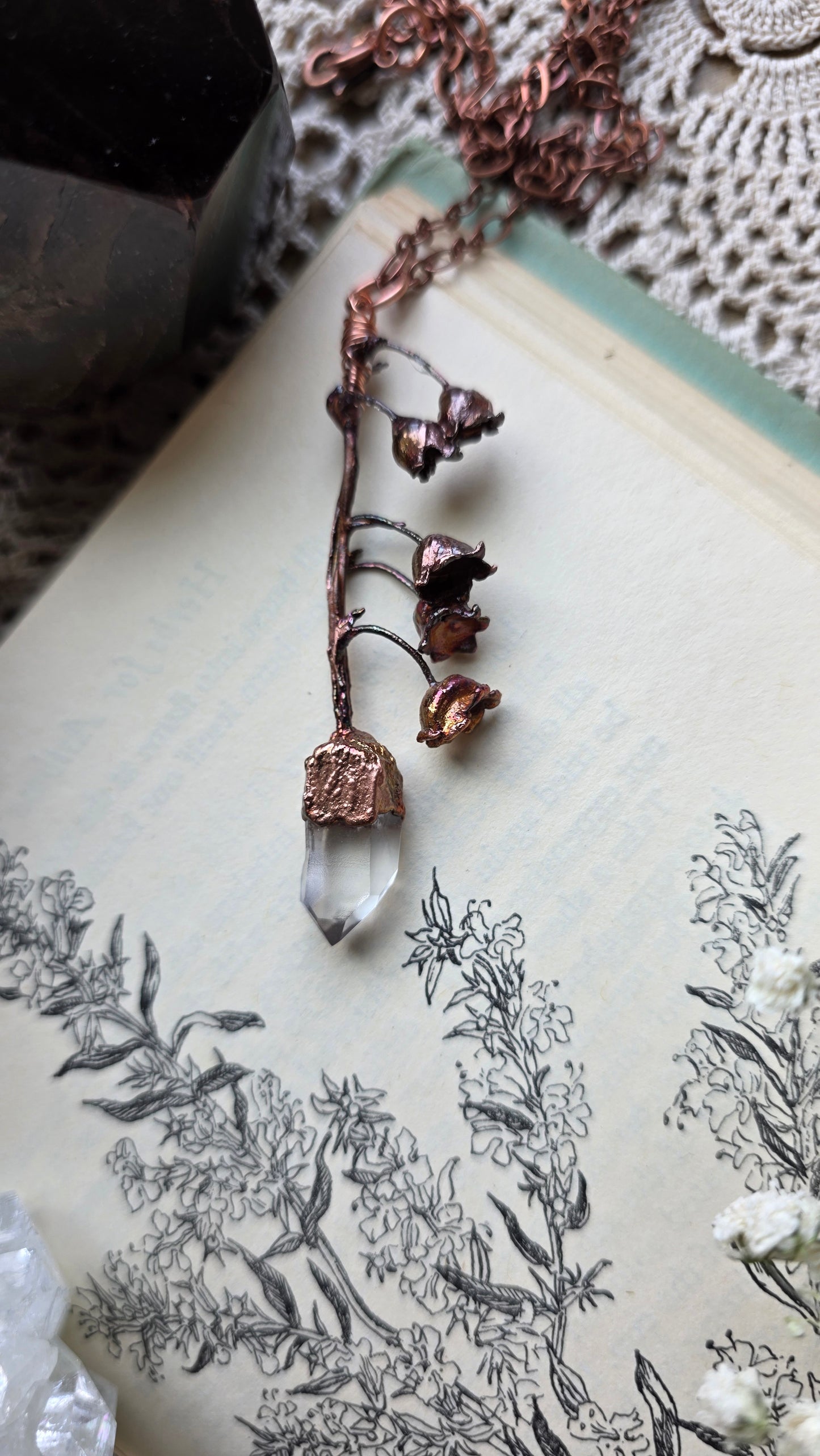 Rooted: Quartz with Real Lily of The Valley