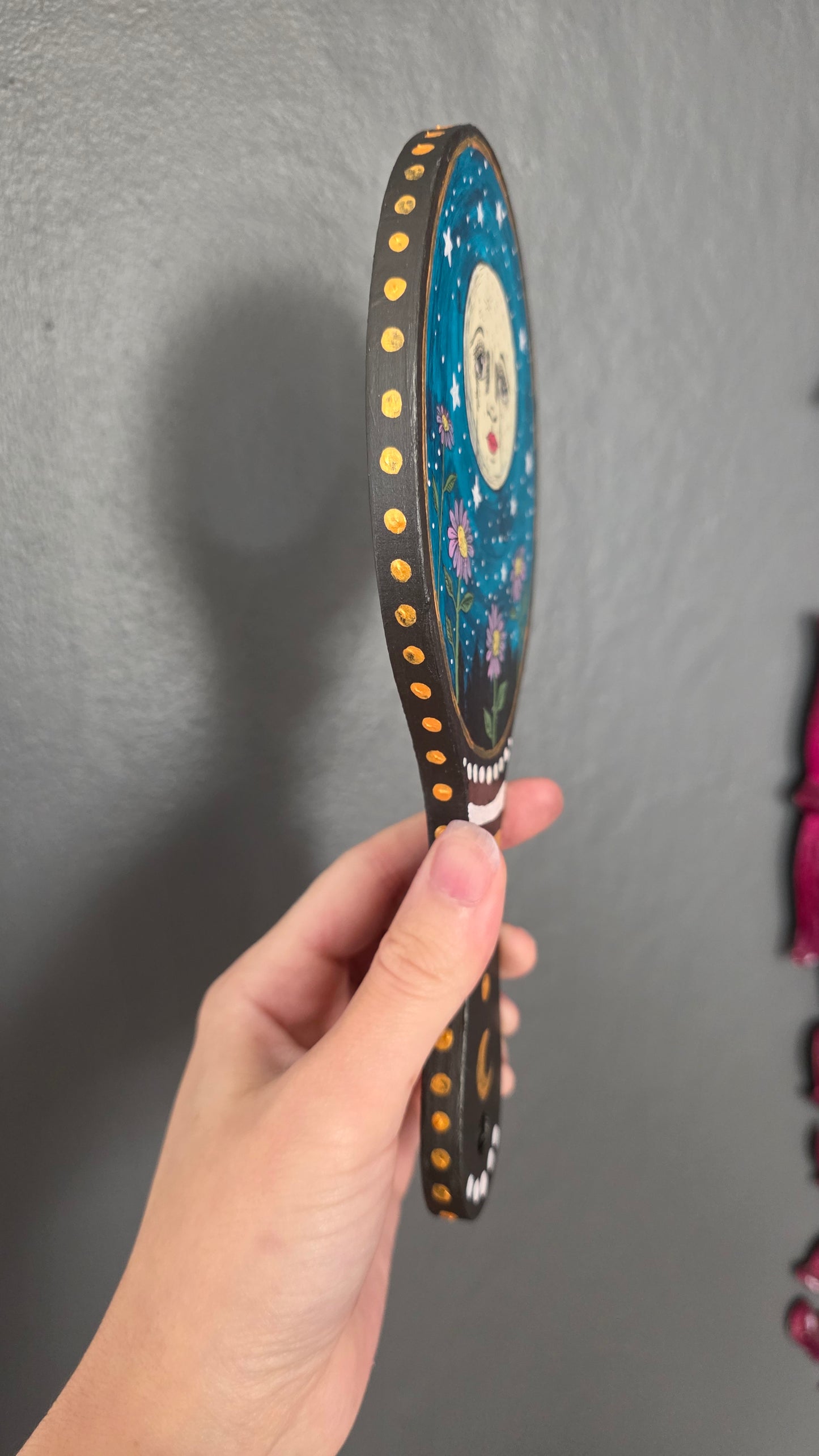 Hand Painted Wooden Hand Mirror