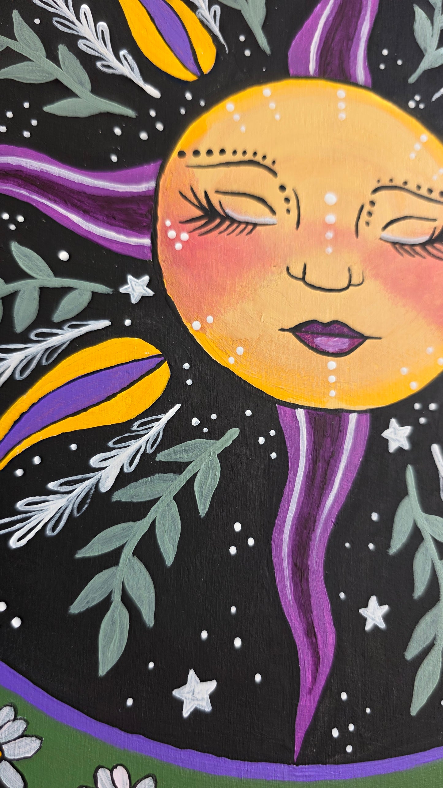 Spring Sun Acrylic on Wood Original Painting