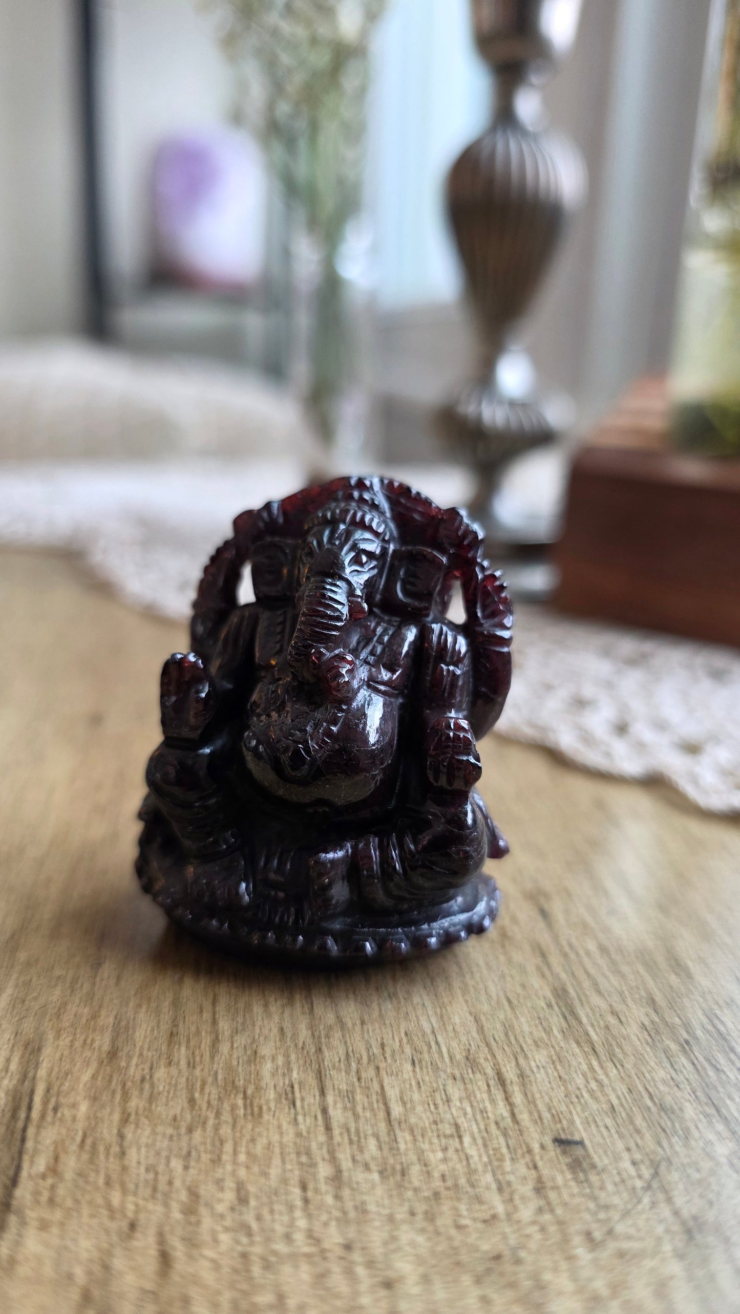 Hand Carved Garnet Ganesh