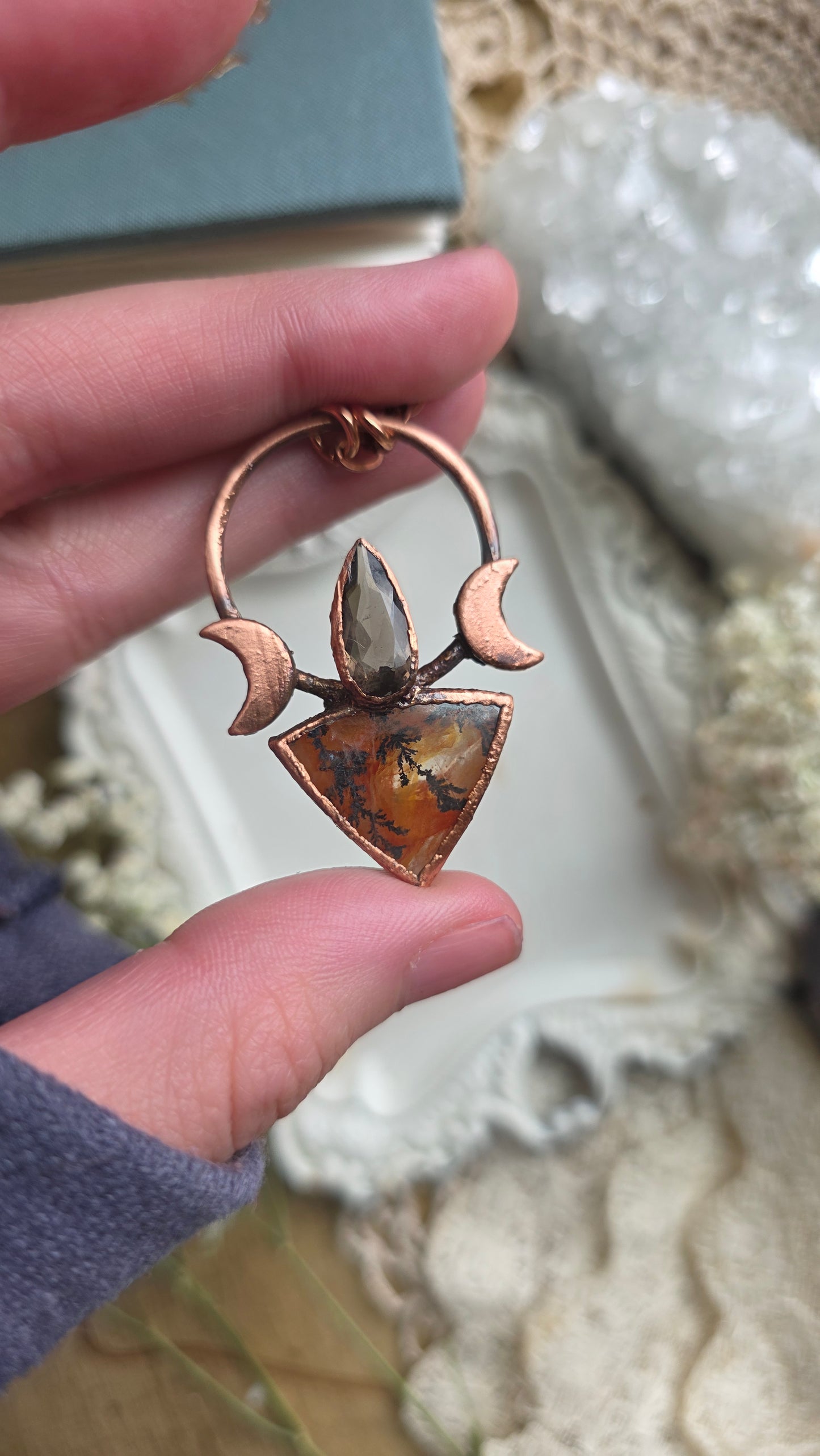 Golden Healer Dendritic Quartz with Colombianite Copper Necklace