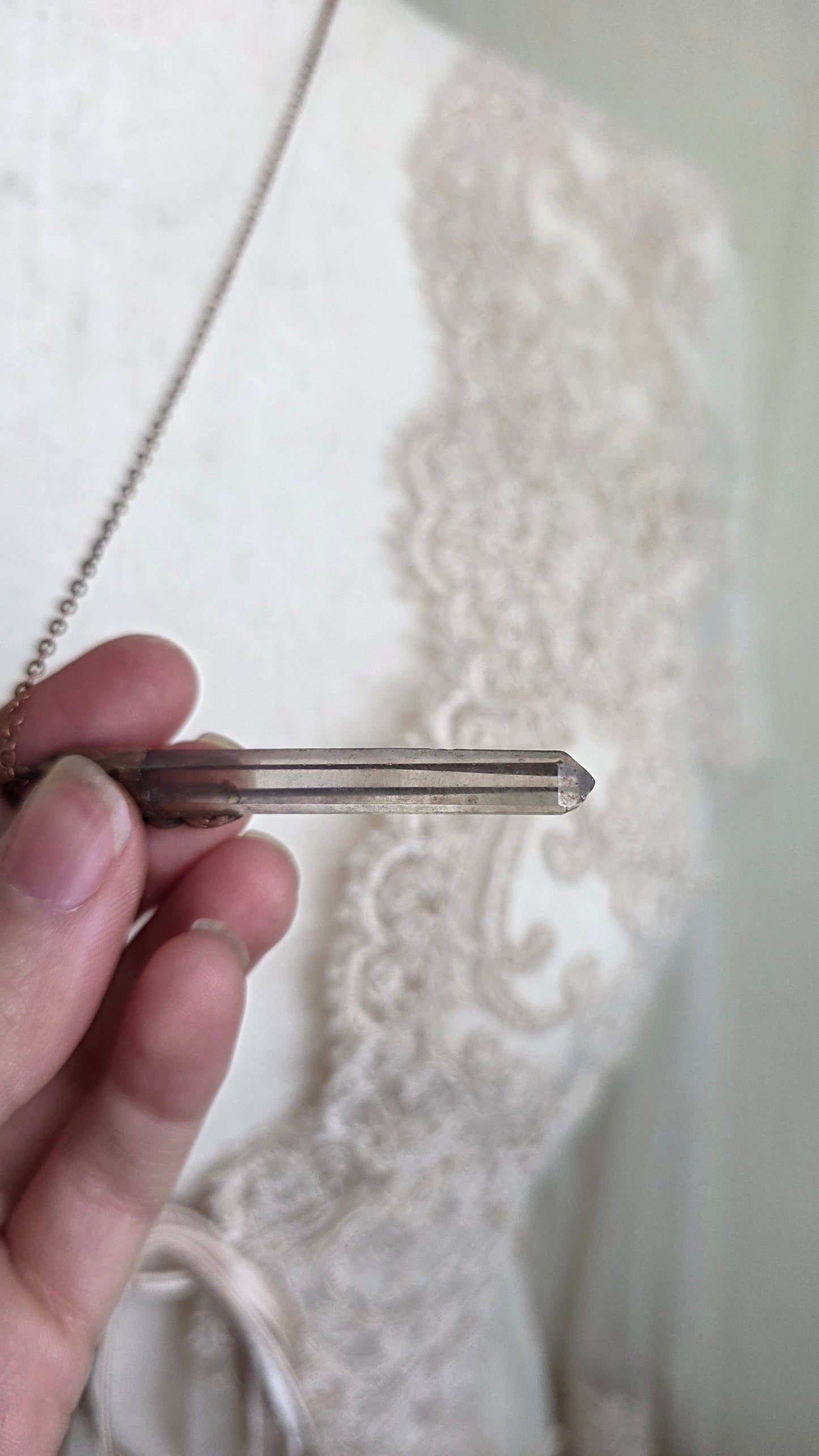 Singing Smokey Quartz with Garnet Copper Pendant