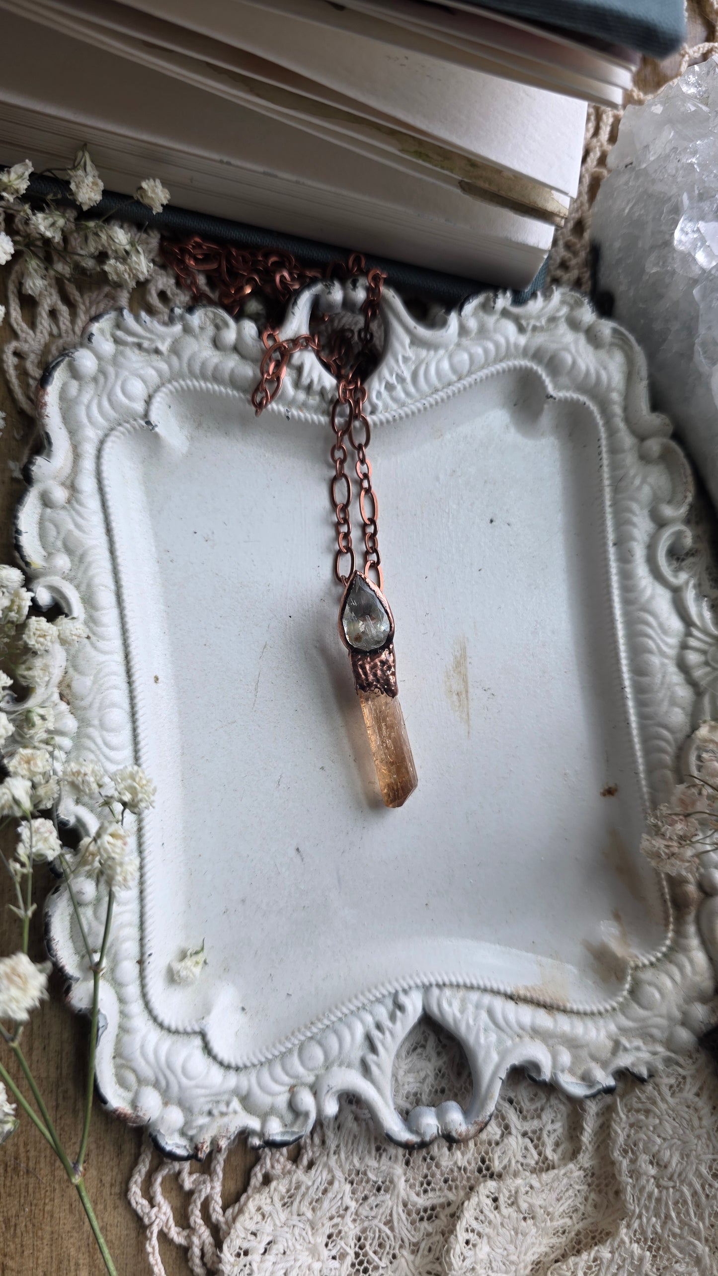 Imperial Topaz with Aquamarine Copper Necklace