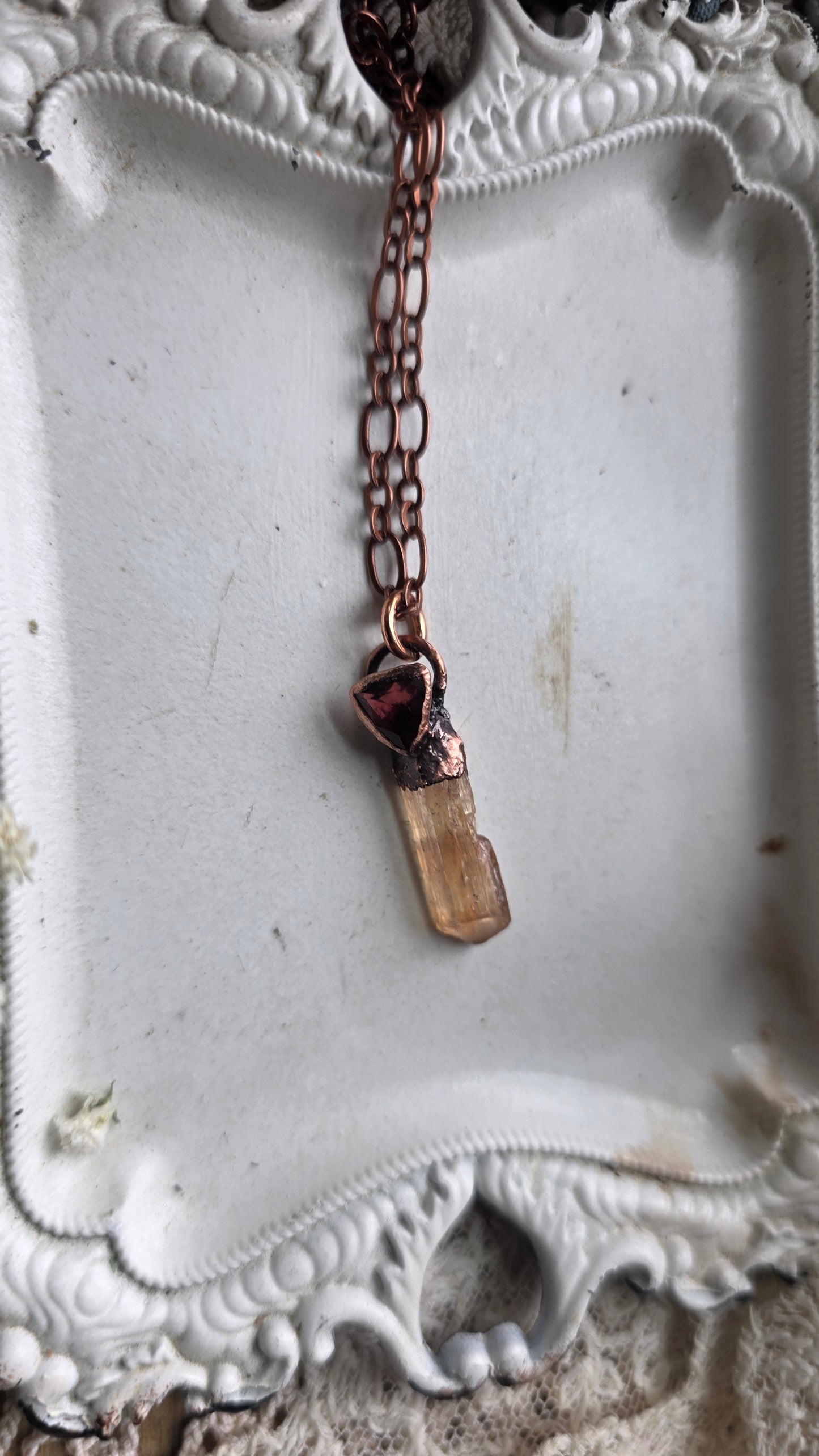 Imperial Topaz with Garnet Copper Necklace