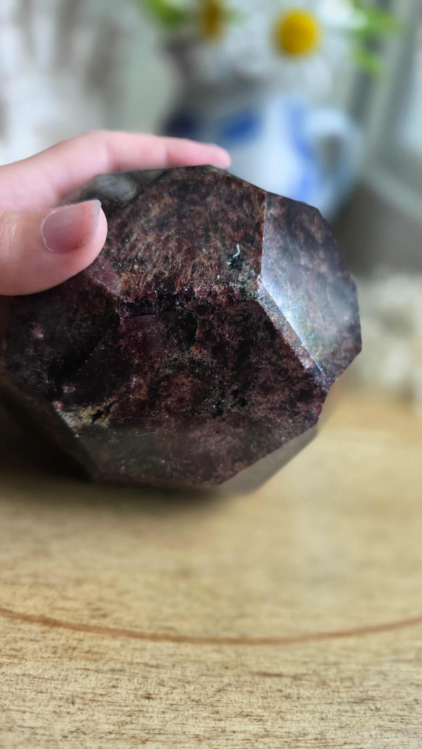 Large polished garnet dodecahedron