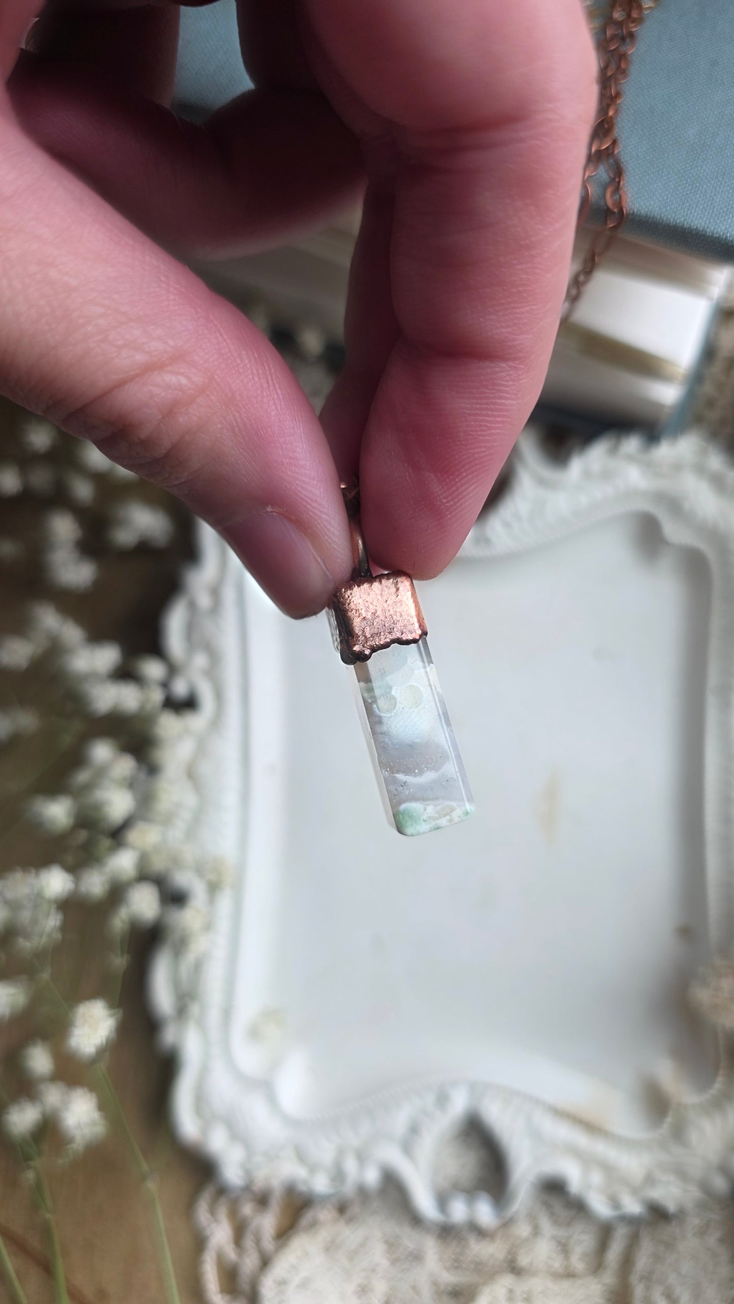 Ocean Jasper rectangle copper necklace