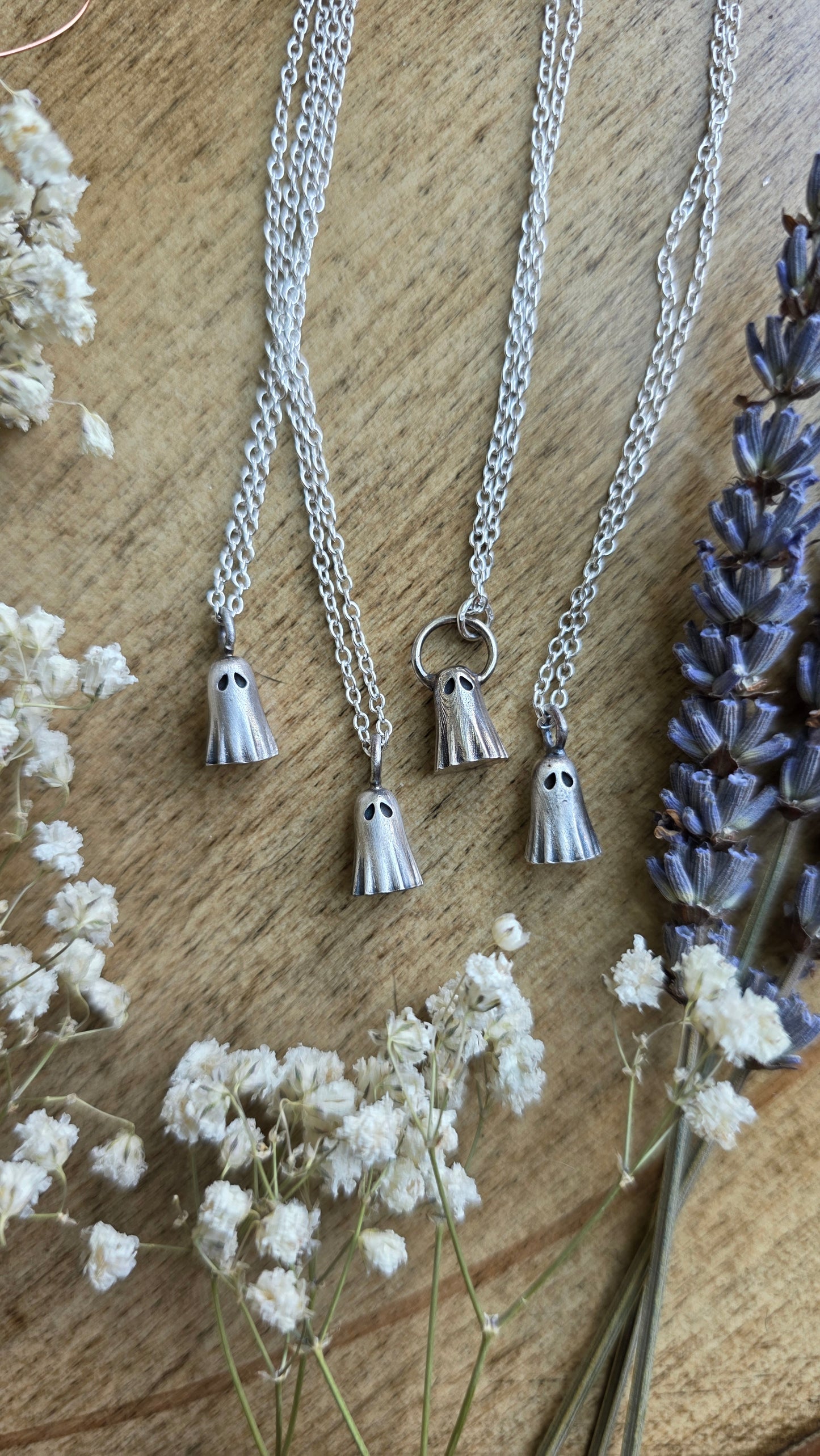 Sterling silver sheet ghost necklace