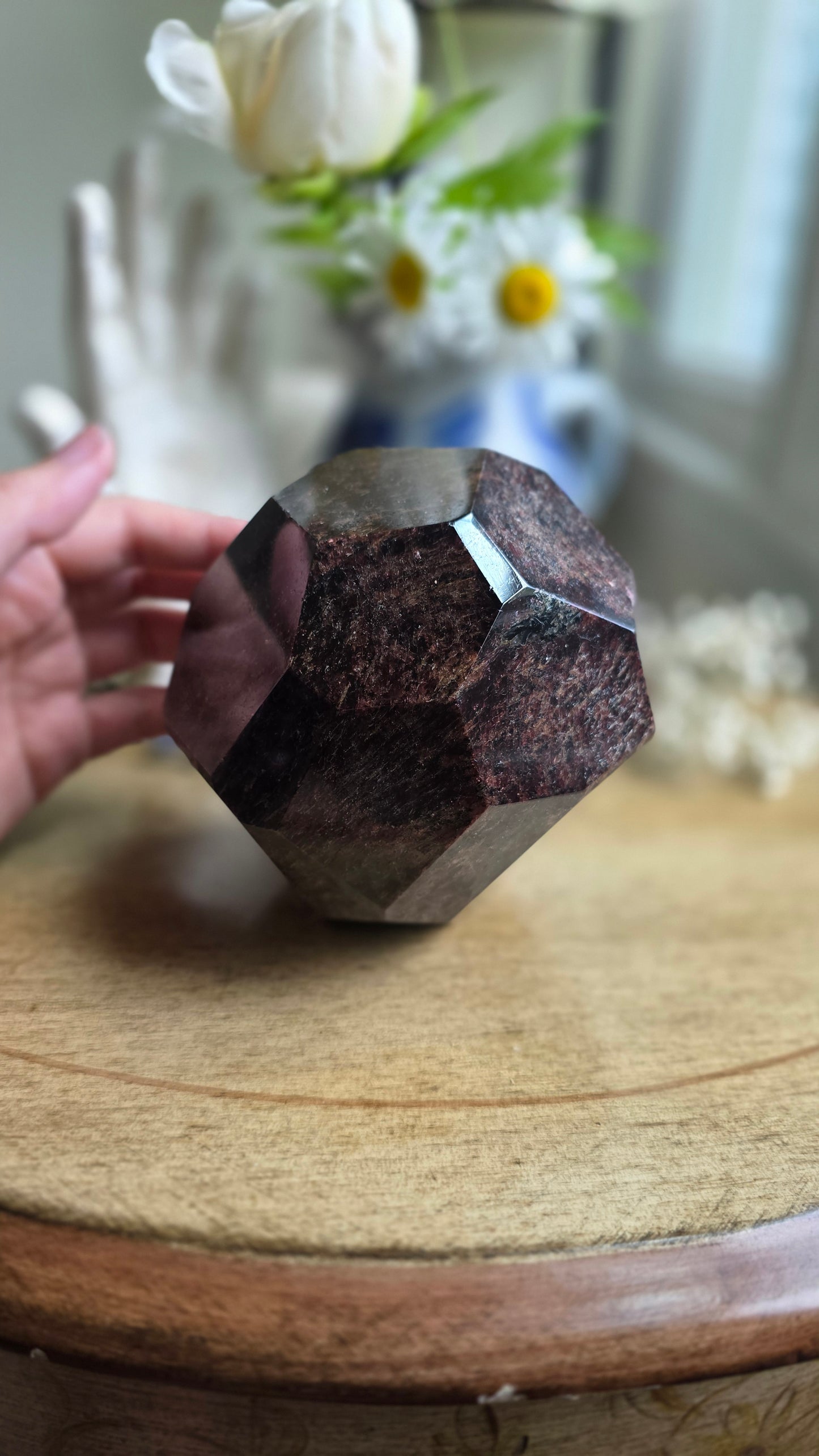 Large polished garnet dodecahedron