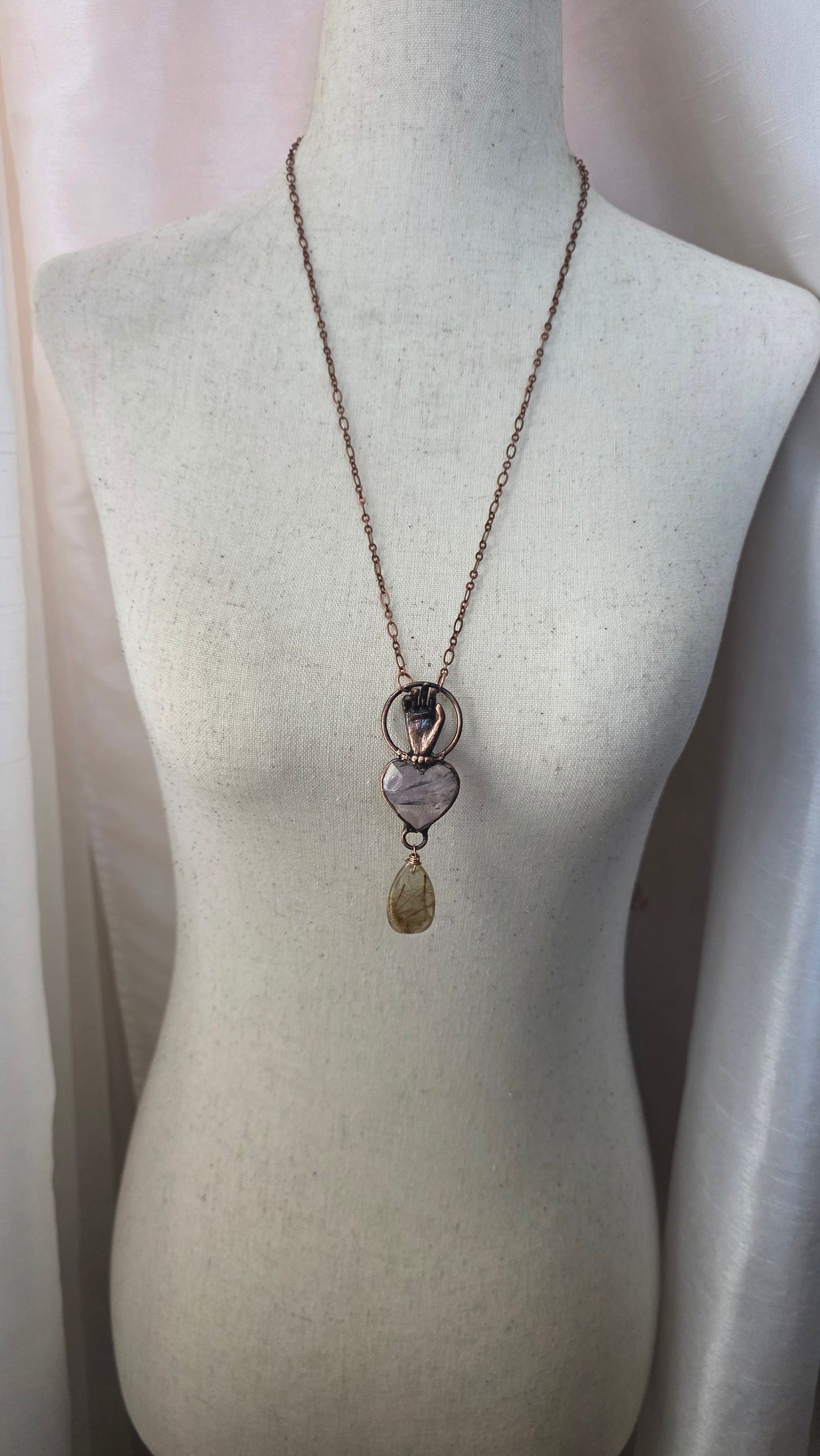 The Seer: Ametrine Heart with Rutilated Quartz