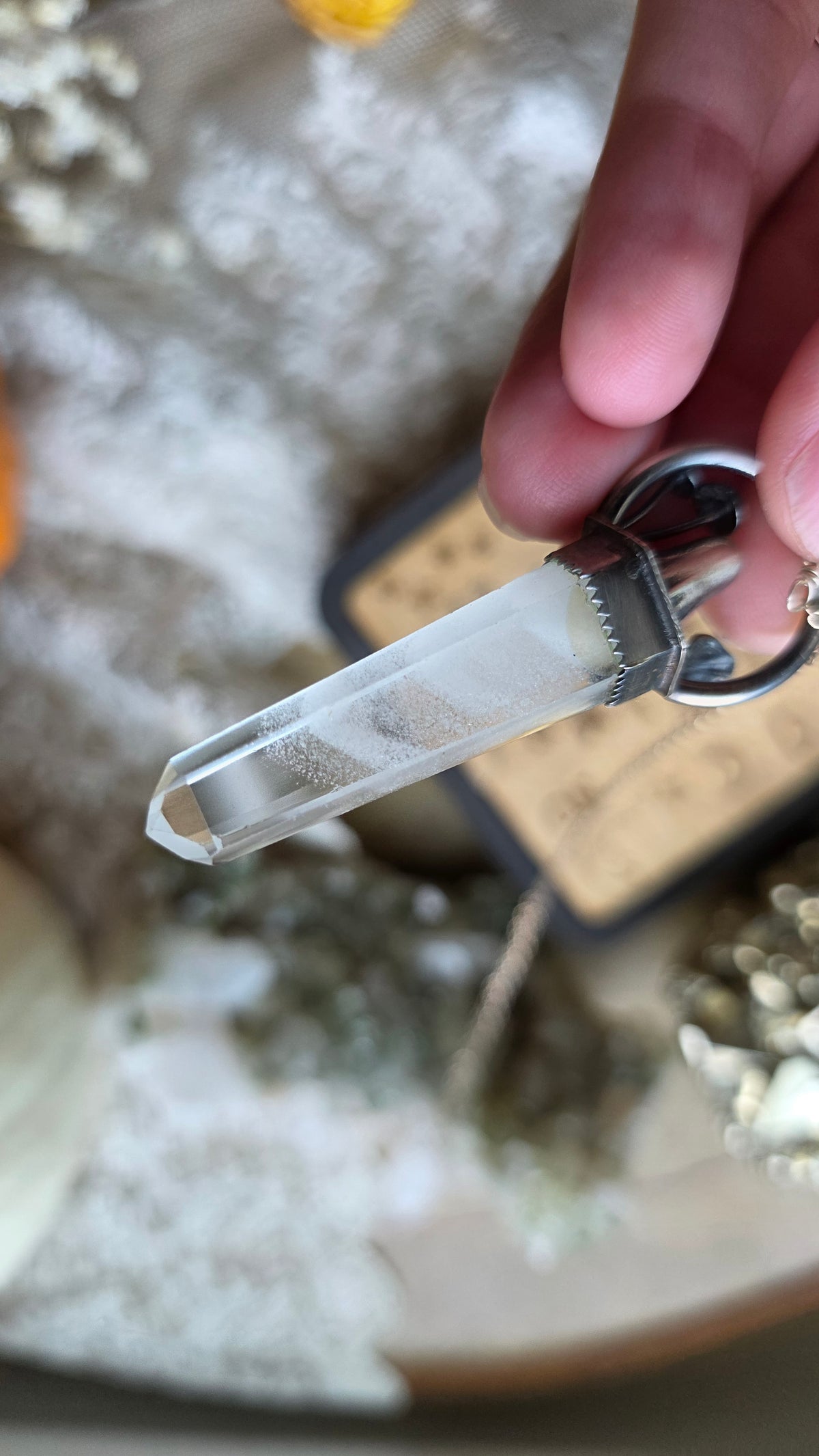 jdrewsilvers and xtwii collaboration: Sterling Silver Sheet Ghost Mushroom Phanom Quartz Pendant