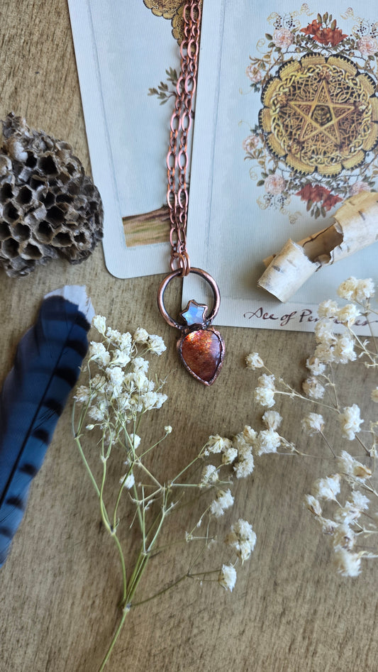 Transmute: Sunstone and Moonstone Copper Necklace
