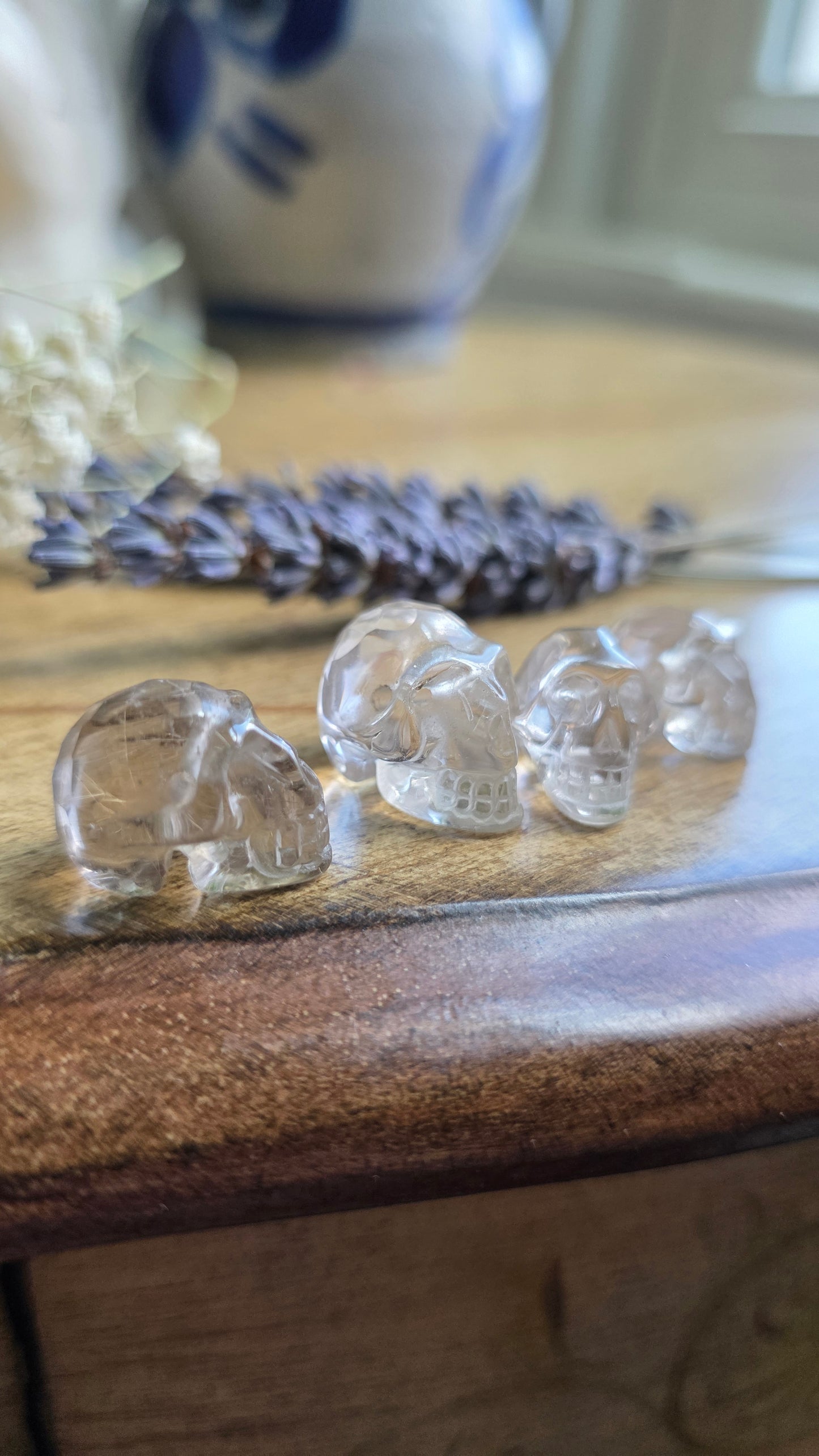 Faceted quartz skull bead necklace