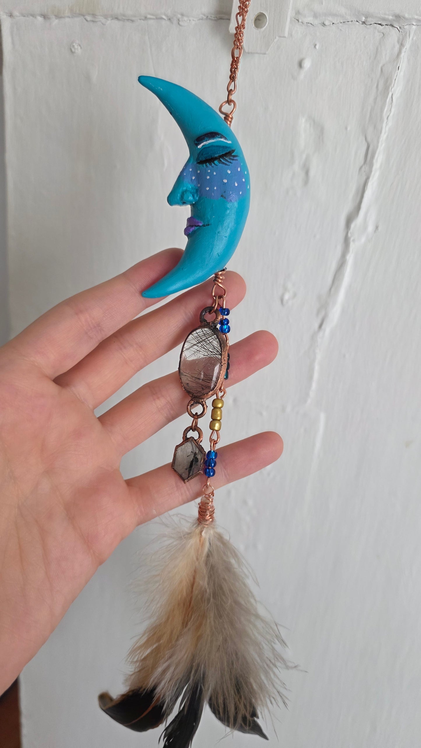 Moon Guardian Hand Sculpted Hanging Decor