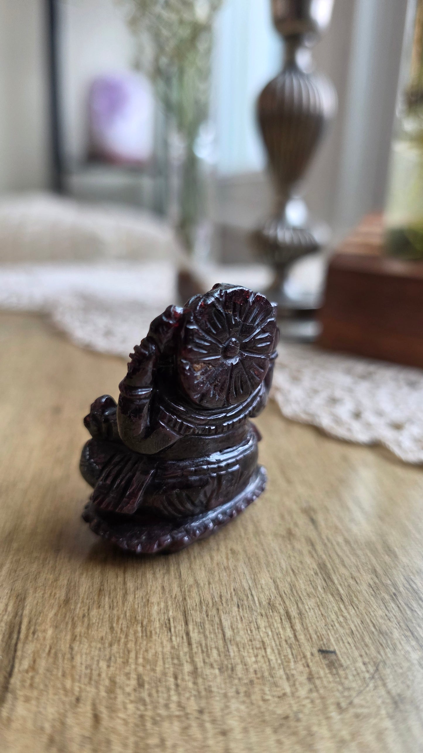 Hand Carved Garnet Ganesh
