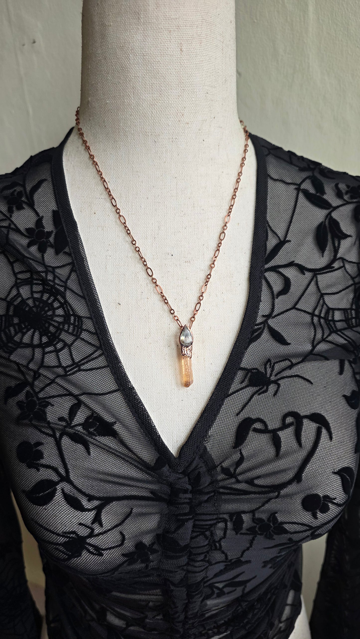 Imperial Topaz with Aquamarine Copper Necklace