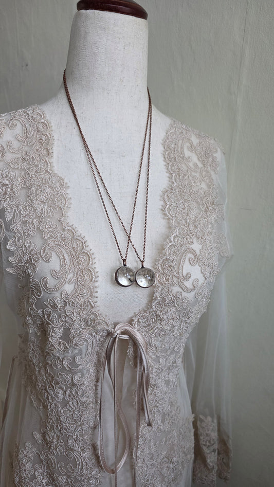 Tourmalinated Quartz Sphere Copper Pendant