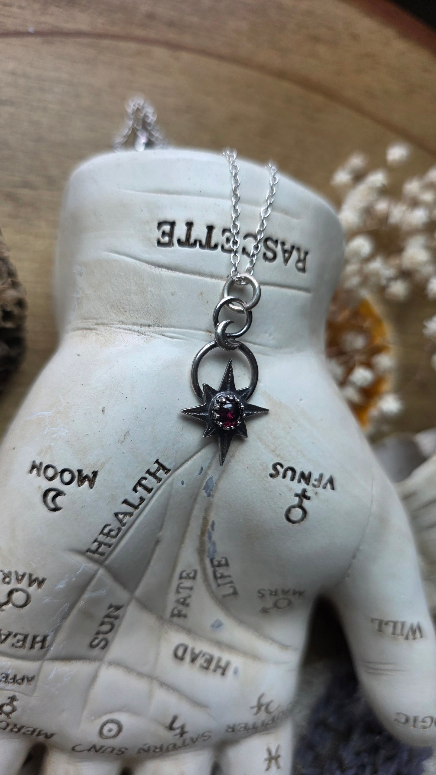 Sterling Silver Garnet Star Necklace