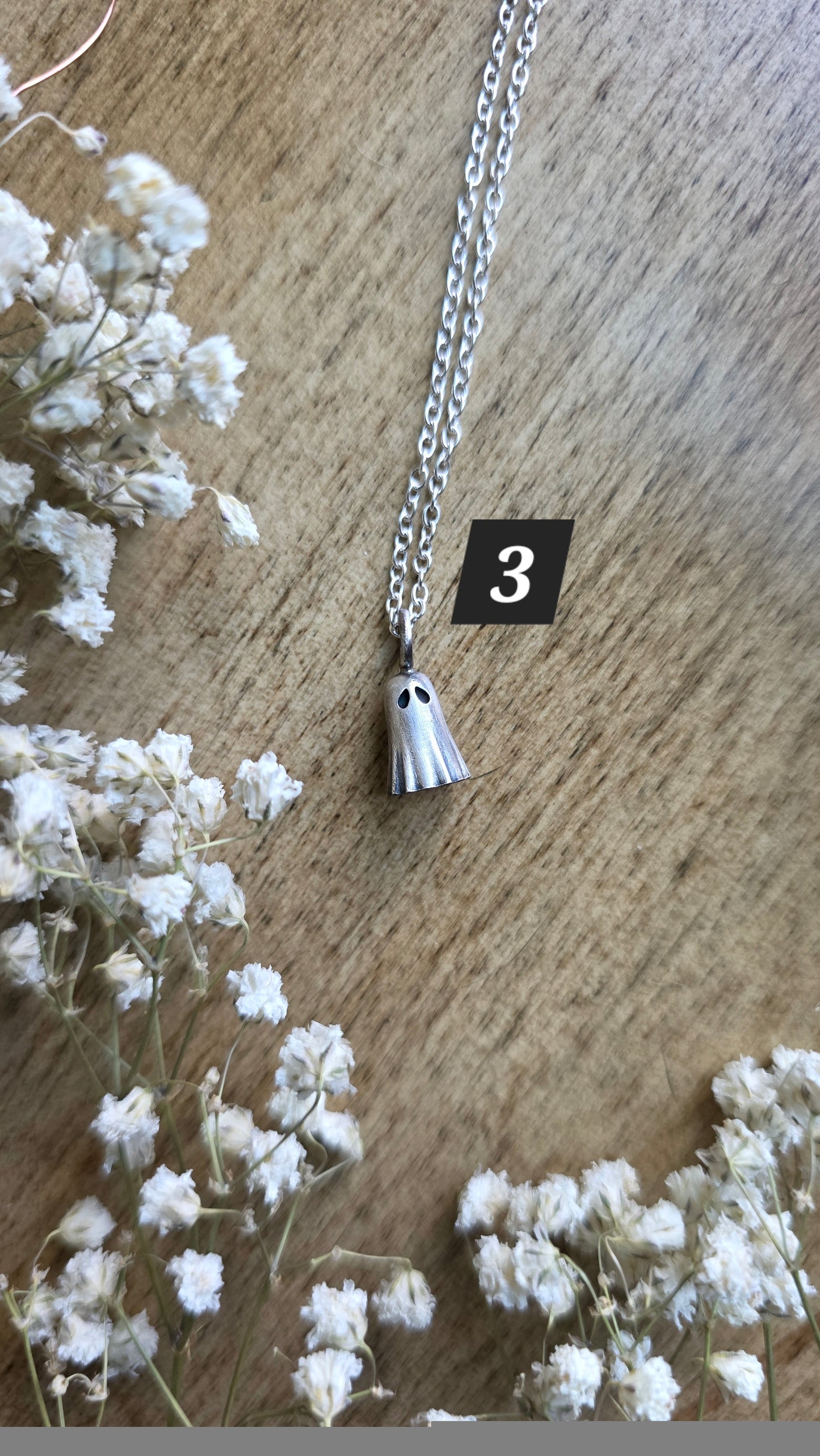 Sterling silver sheet ghost necklace