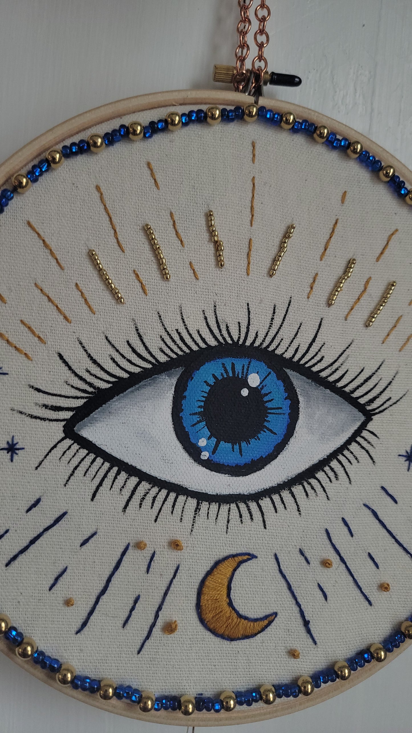 Mixed Media Painted and Embroidered Protective Eye Piece