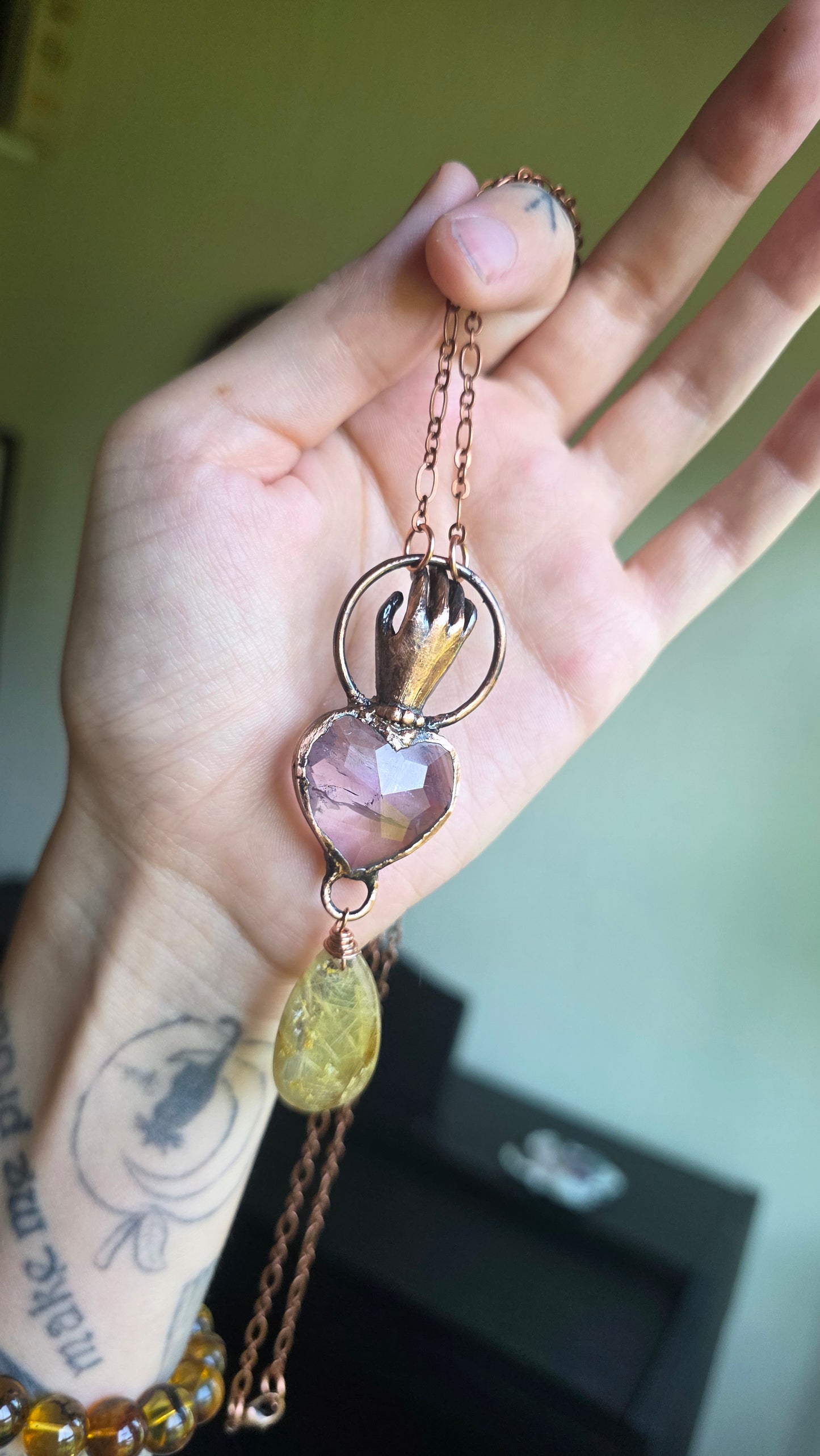 The Seer: Ametrine Heart with Rutilated Quartz