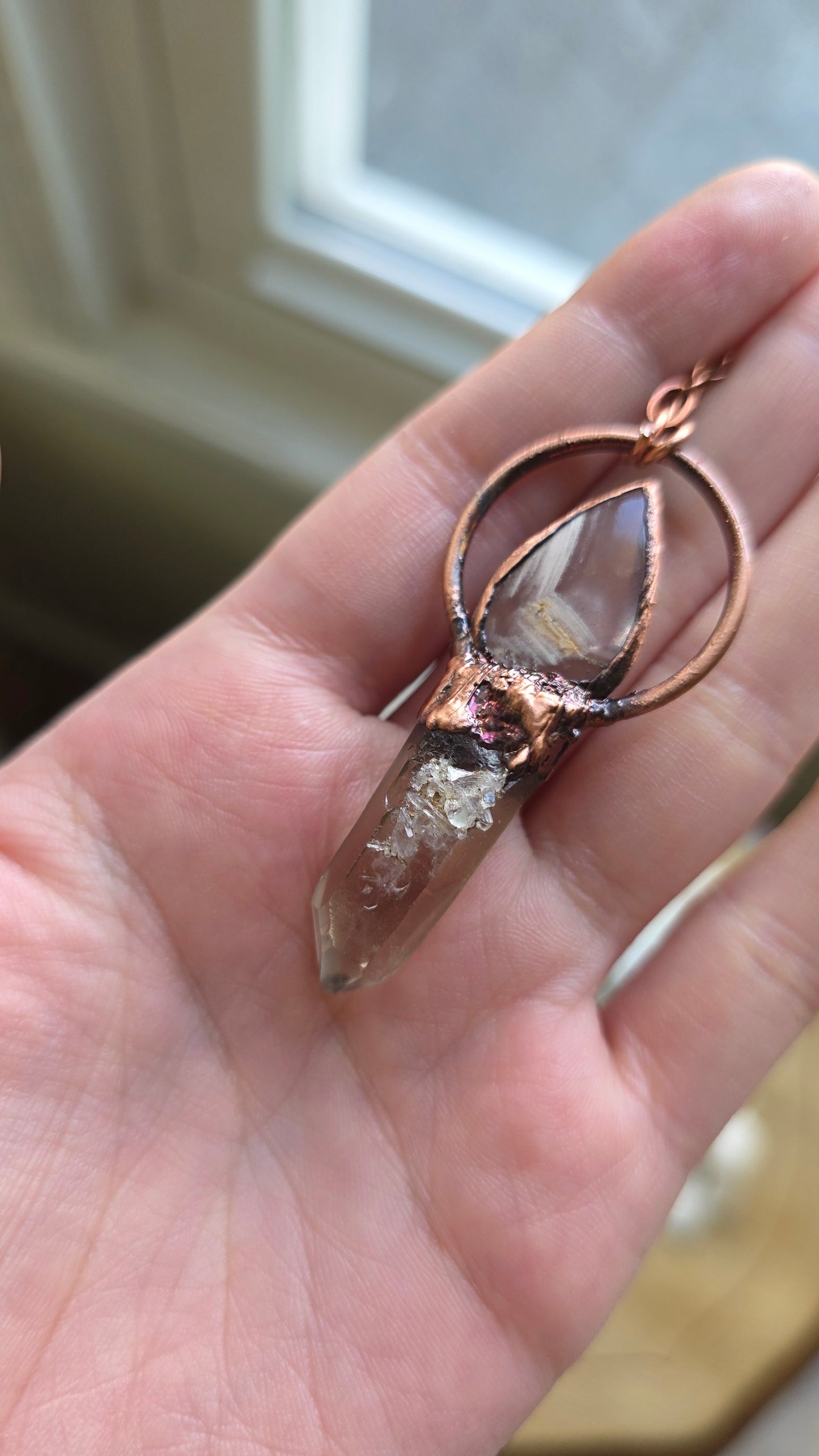 The High Priestess: Smokey Citrine with Lithium Quartz Copper Necklace