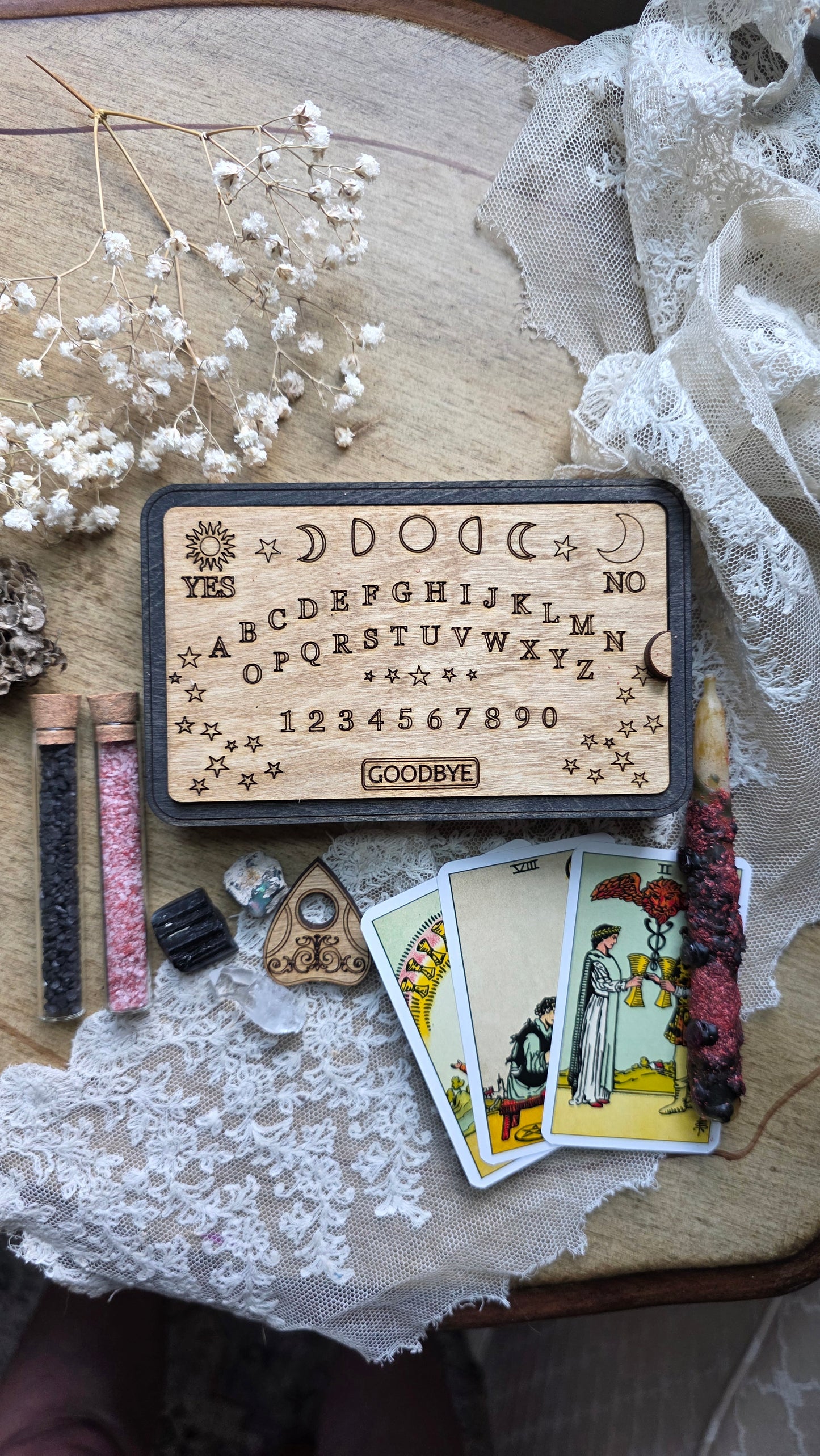 Luna: Wooden Ouija Spell and Pendulum Kit, Jdrewsilvers collaboration