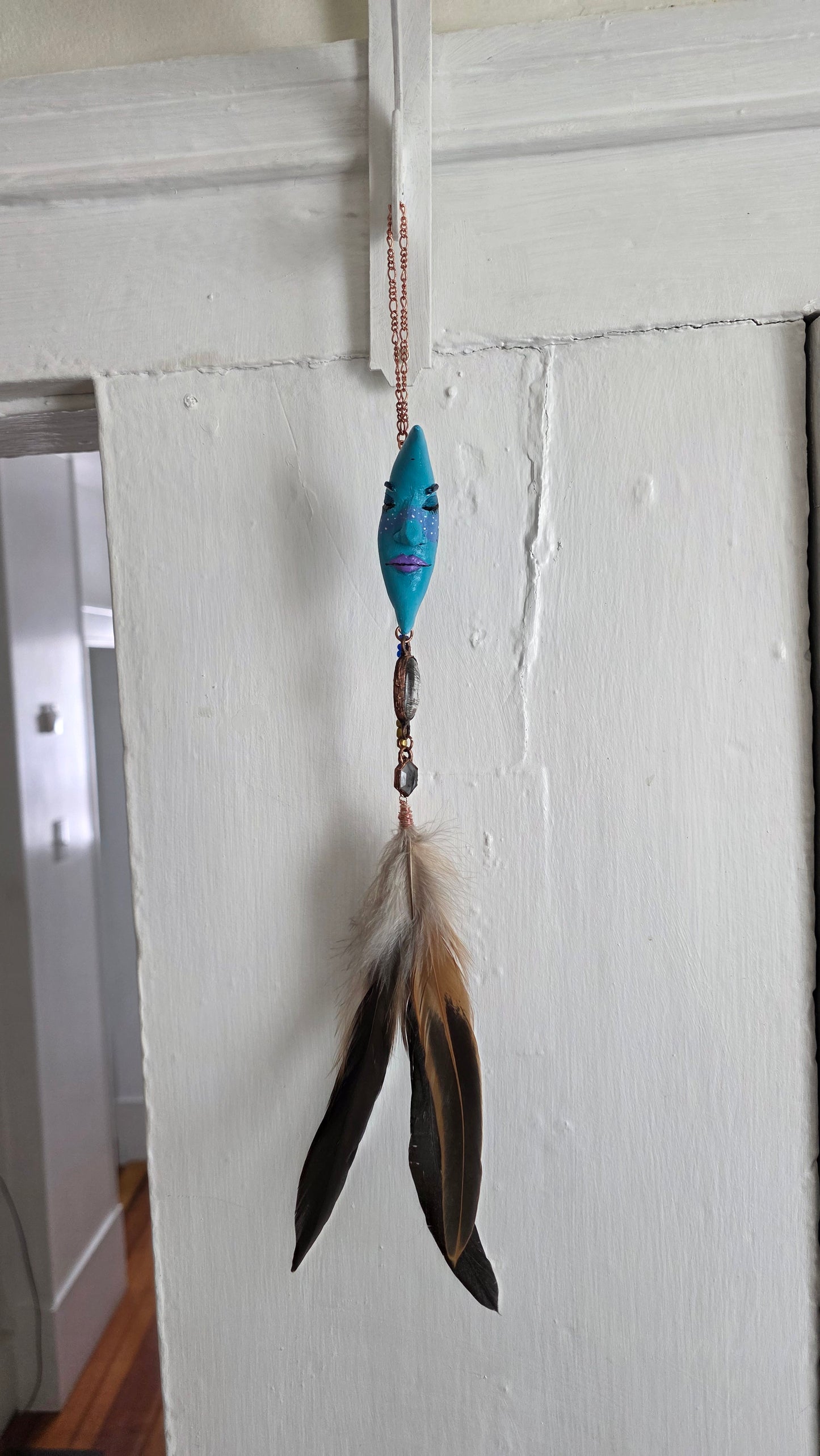 Moon Guardian Hand Sculpted Hanging Decor