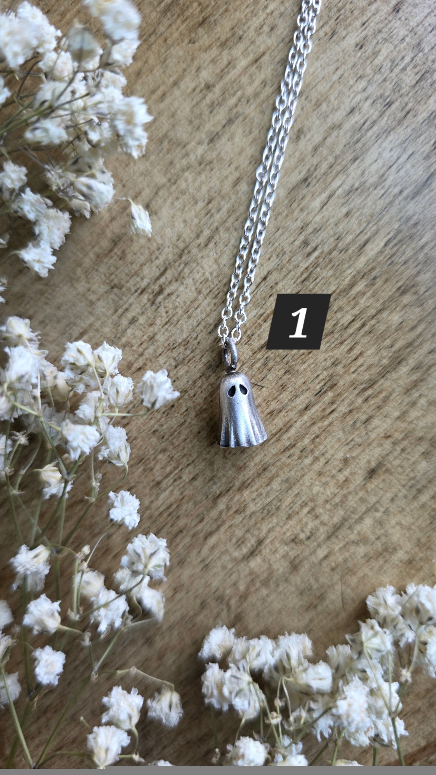 Sterling silver sheet ghost necklace