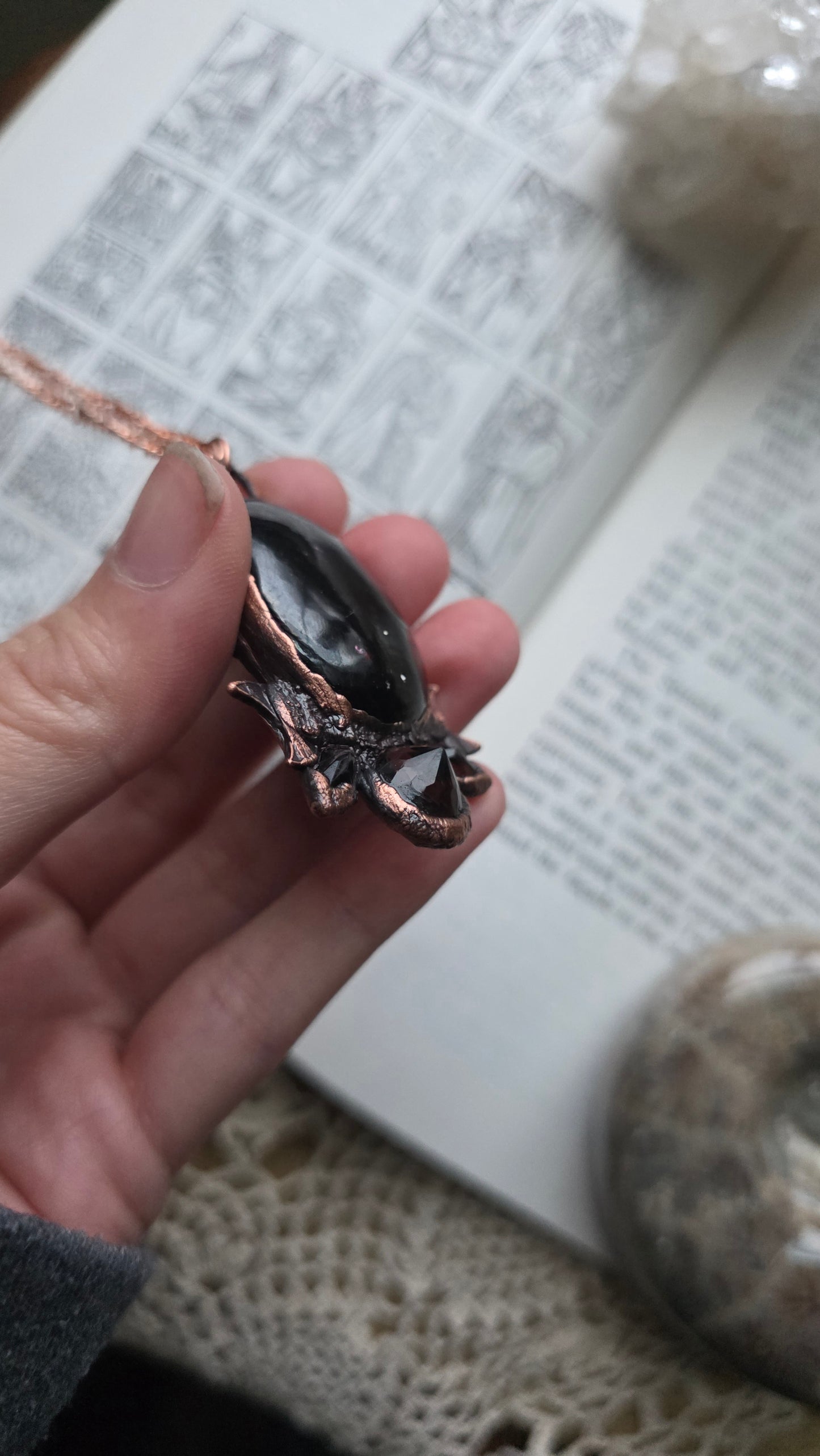 Garnet and Smokey Topaz Copper Pendant