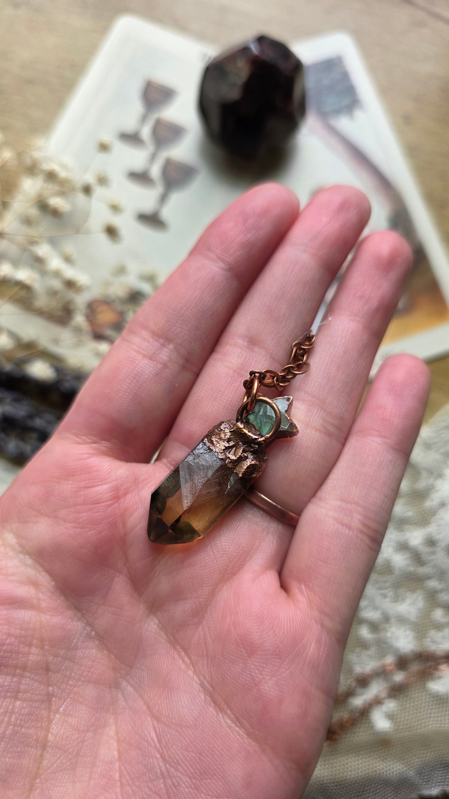 Smokey Citrine and Labradorite Star Copper Necklace