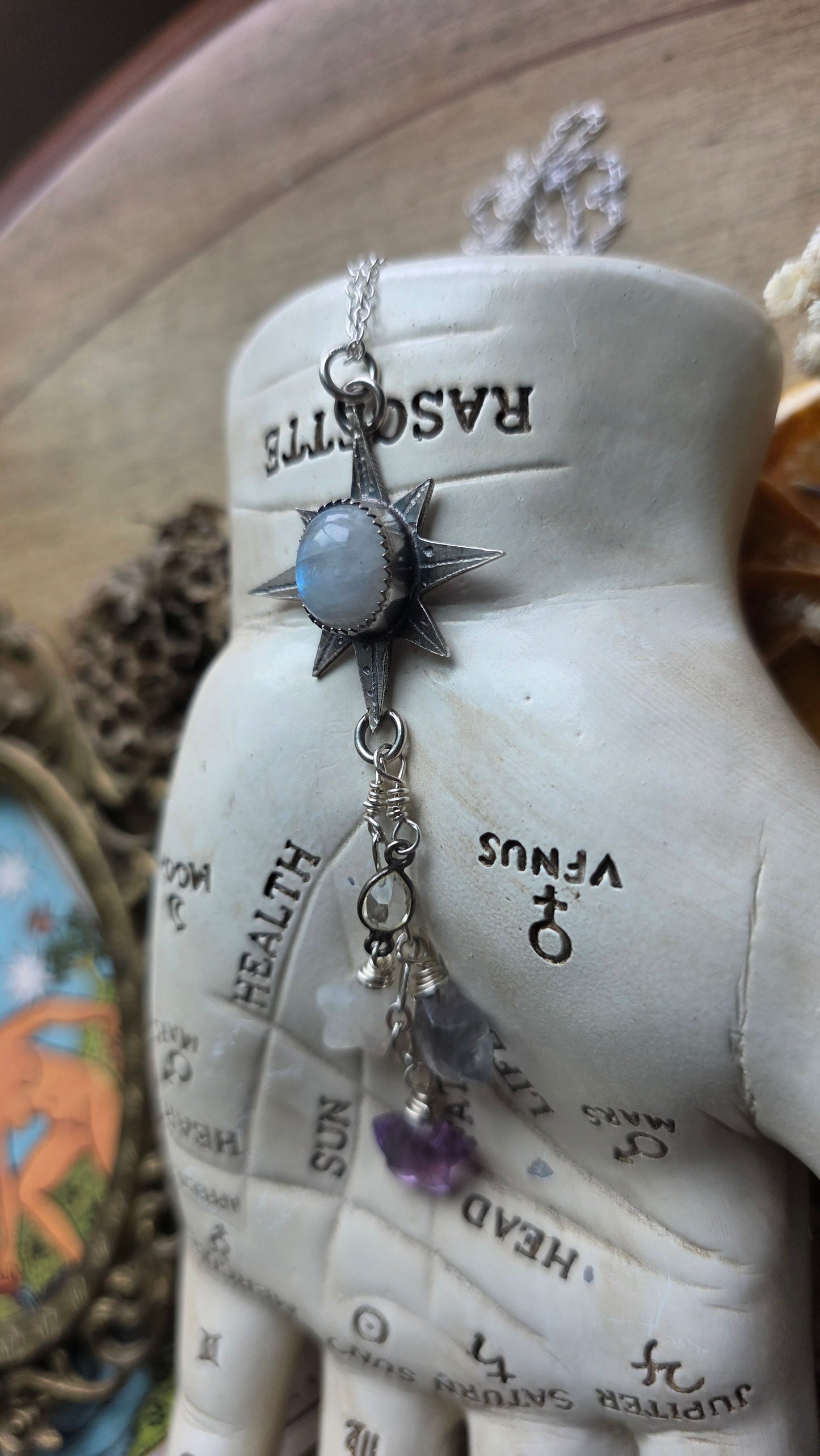 Sterling Silver Moonstone Star Necklace