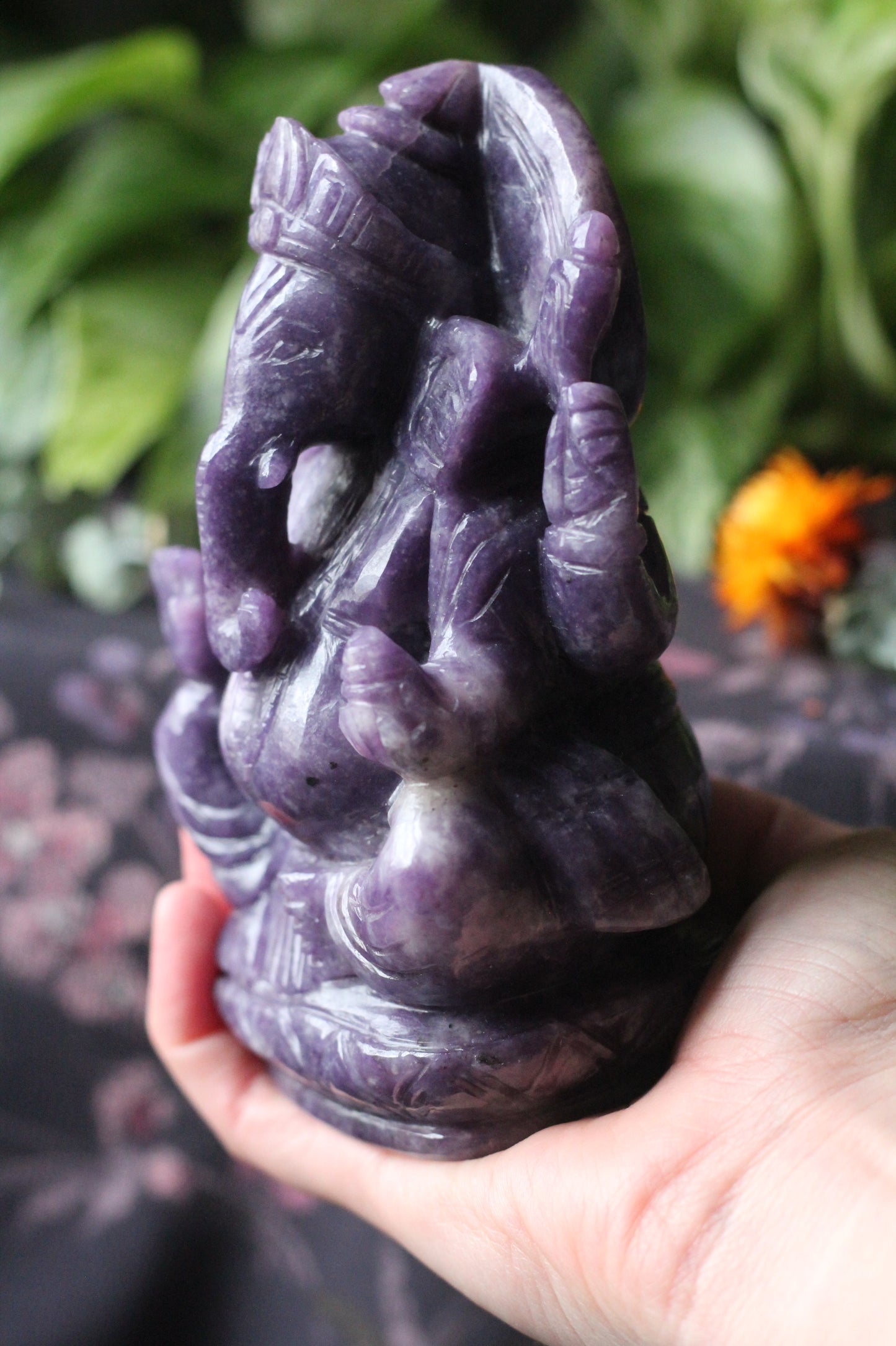 Lepidolite Hand Carved Ganesh Statue