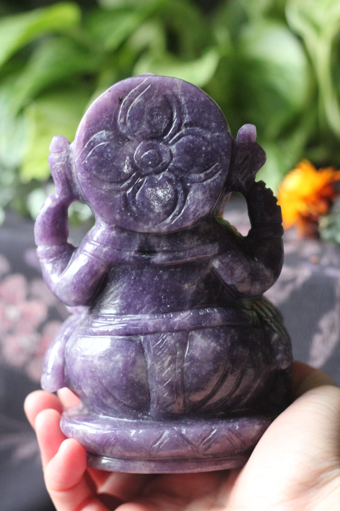 Lepidolite Hand Carved Ganesh Statue